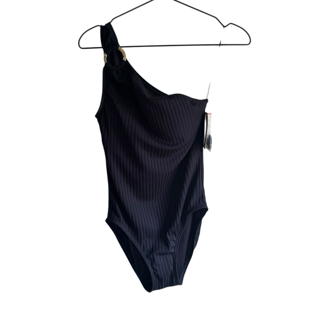 MICHAEL‎ Michael Kors Embellished One-Shoulder 6 Underwire One Piece Swimsuit
